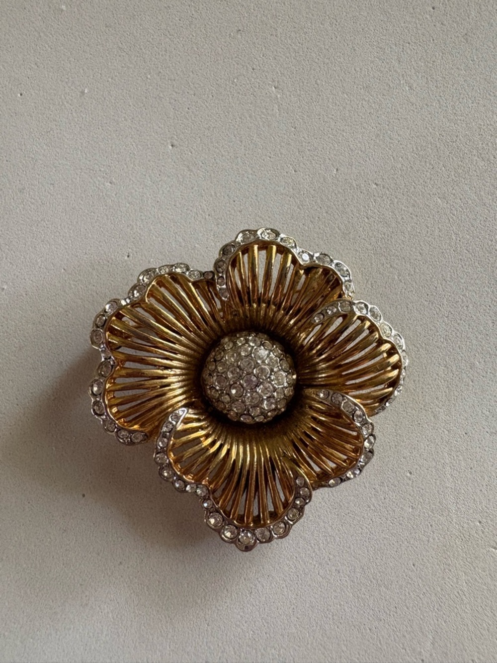 Vintage Signed D’Orlan Flower Gold Plated Brooch